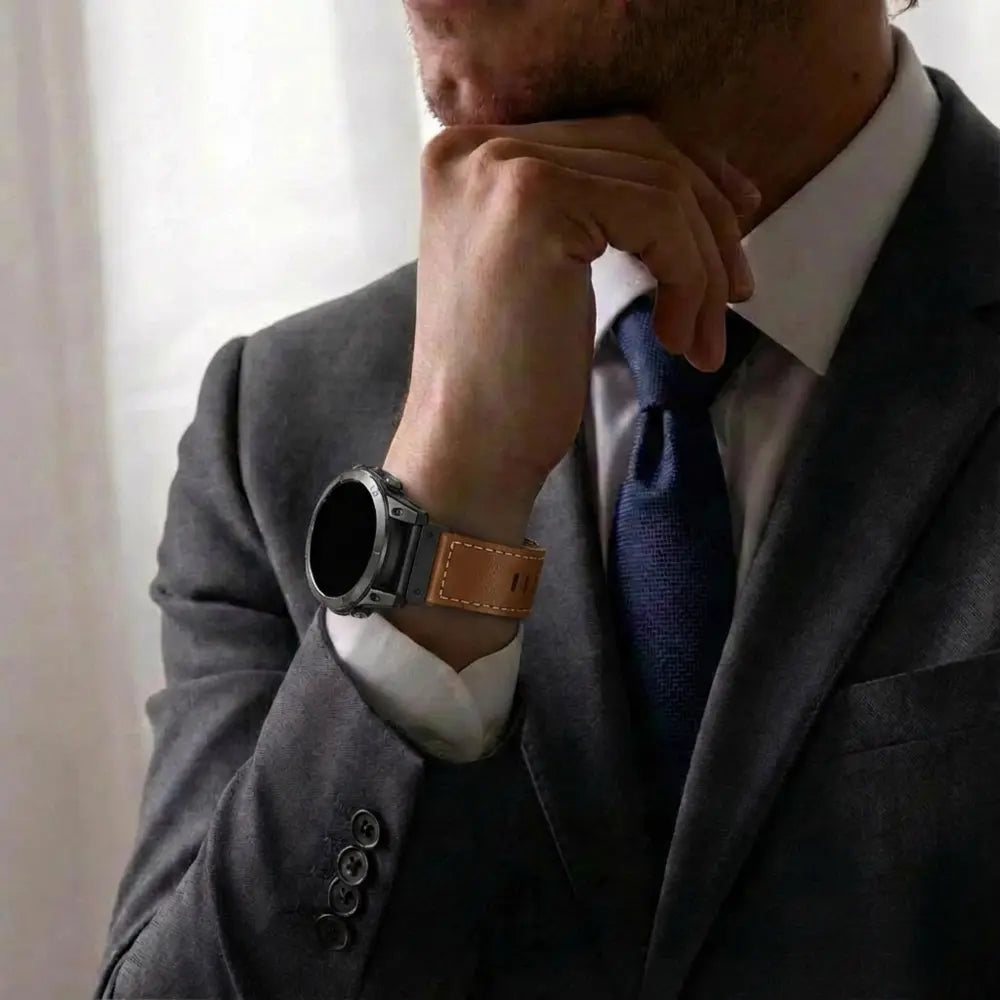 Bracelet cuir premium Garmin Instinct 3 - 50mm (marron)