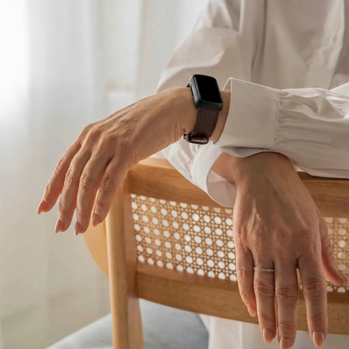 Fitbit Inspire 3 leren bandje (donkerbruin)