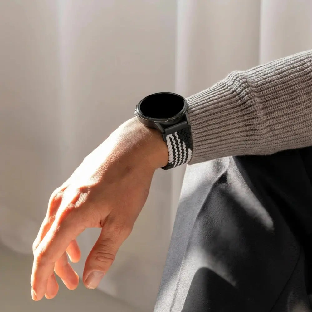 Bandz Bracelet tressé 'Parachute' Garmin Approach S40 (noir/blanc)