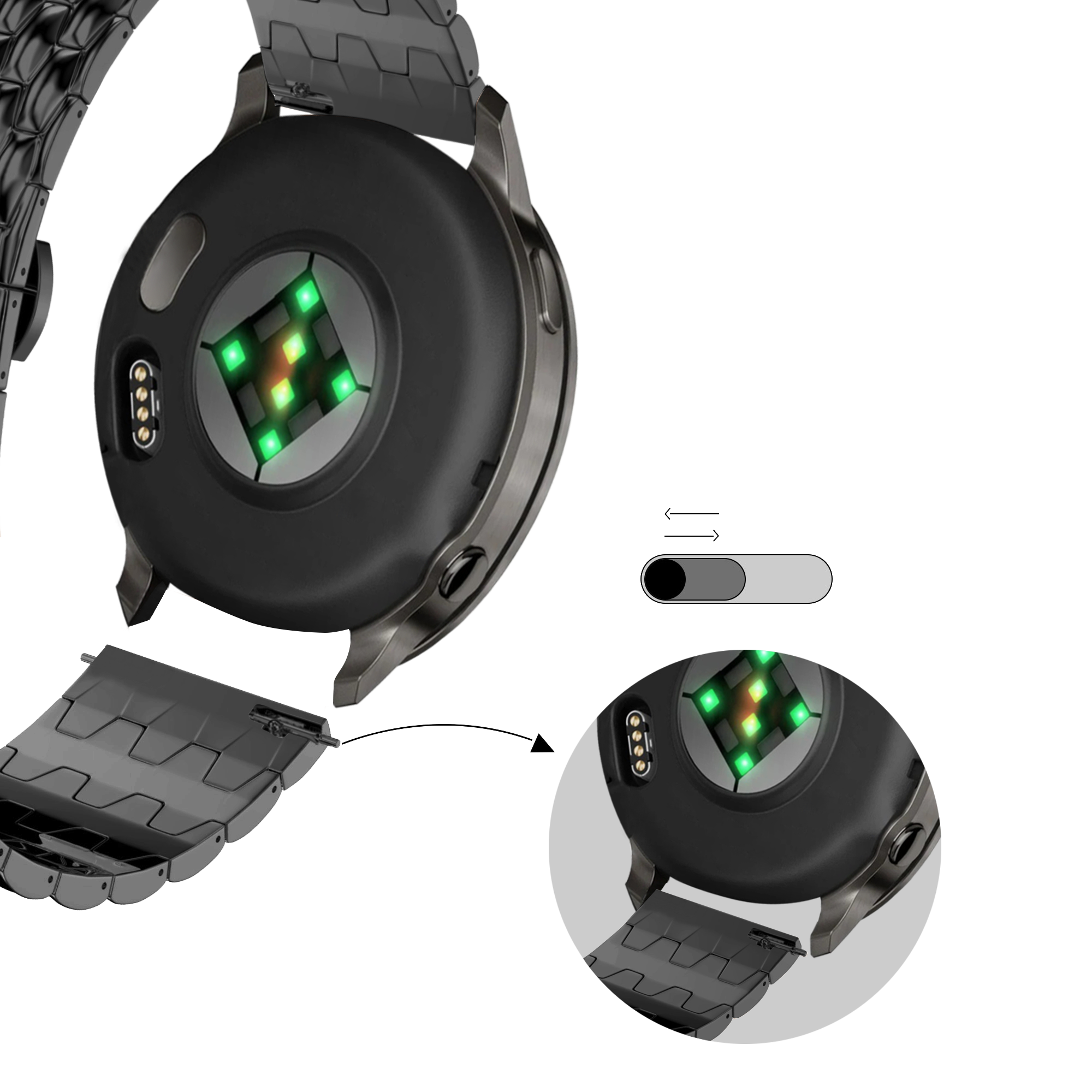 Bandz Garmin Approach J1 Steel Strap 'Dragon' (Black)