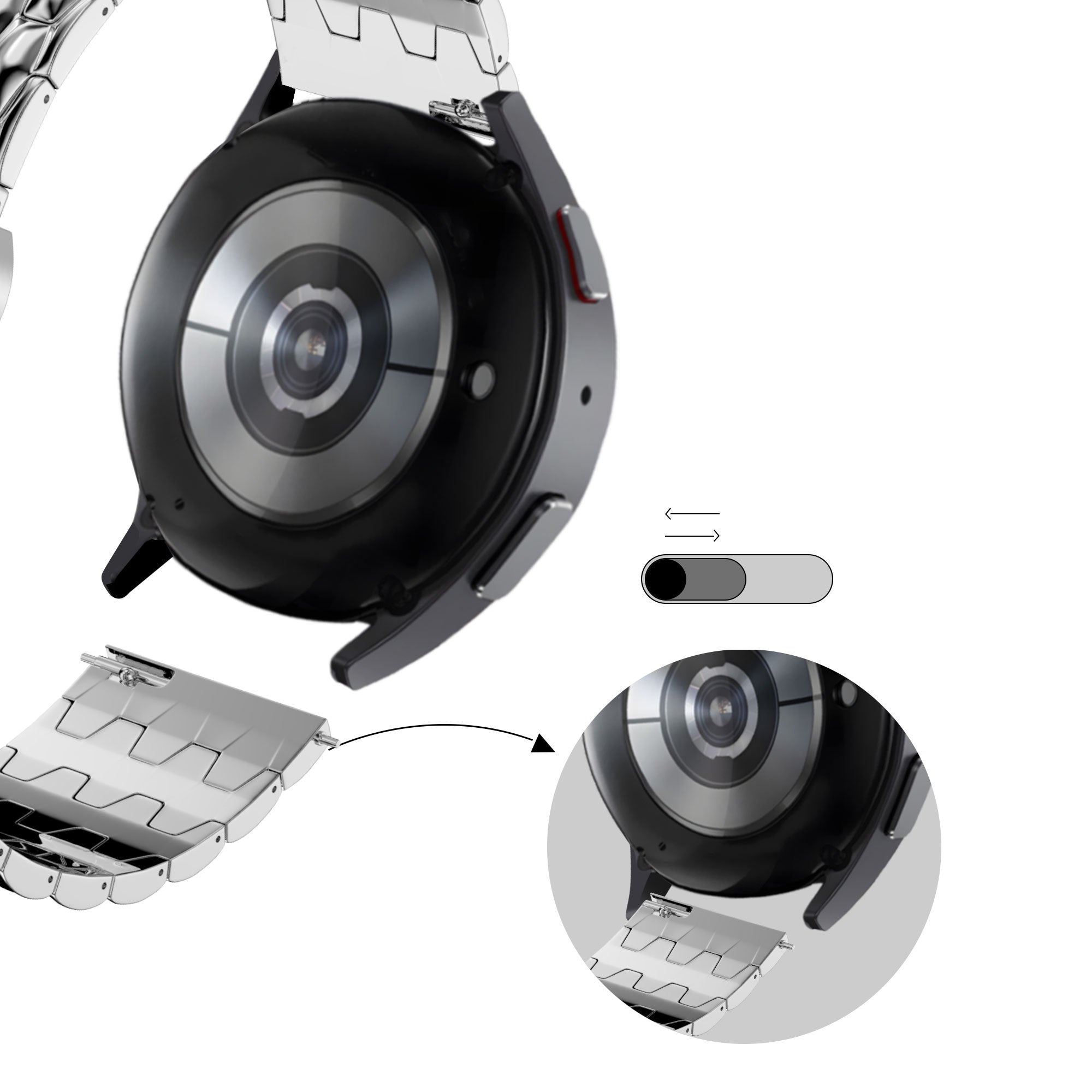 Bandz Bracelet acier 'Dragon' Garmin Vivomove HR (argent)