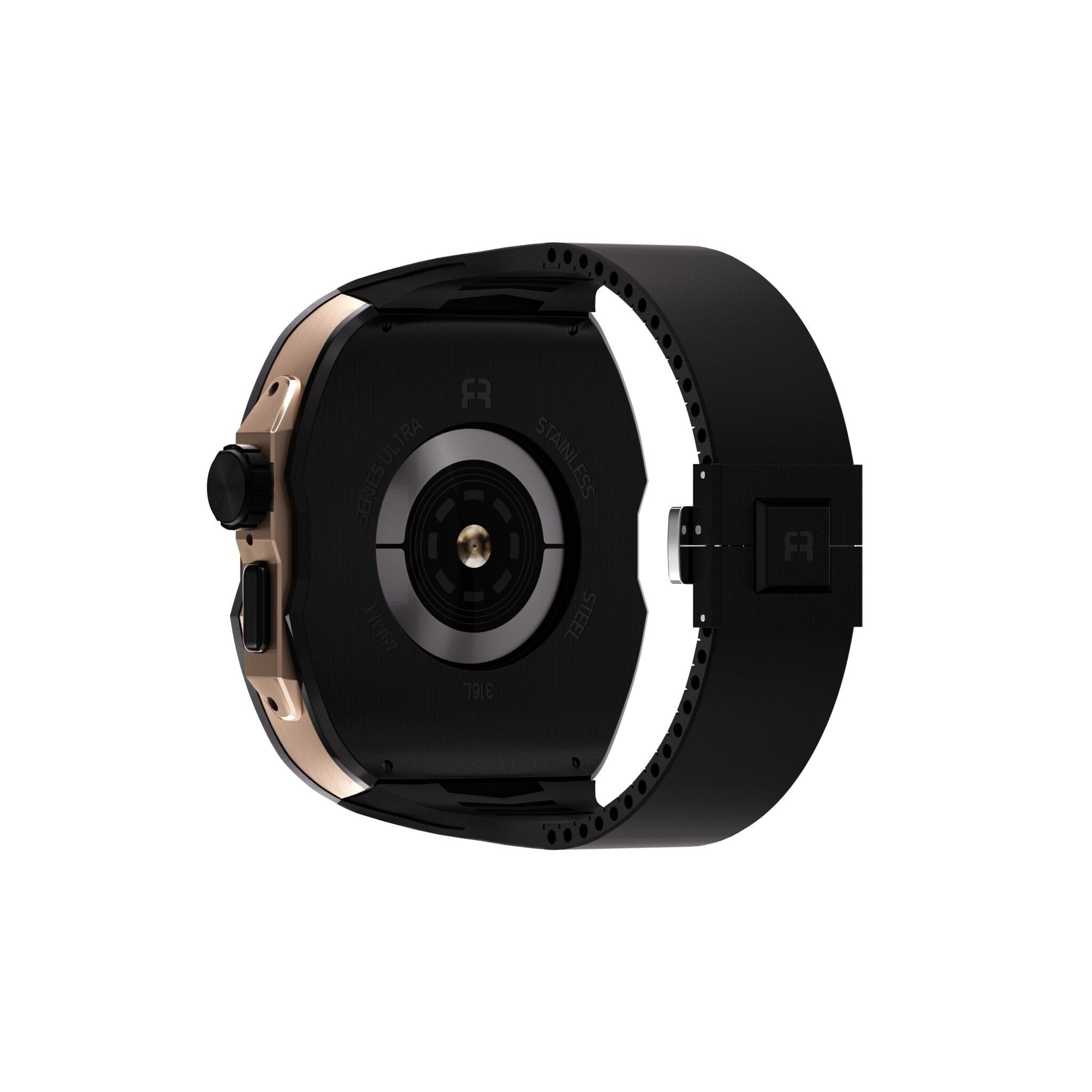 Reqior Boîtier avec bracelet en caoutchouc Apple Watch Ultra (noir/rose or)