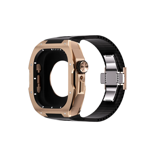 Reqior Boîtier avec bracelet en caoutchouc Apple Watch 45mm (rose or)