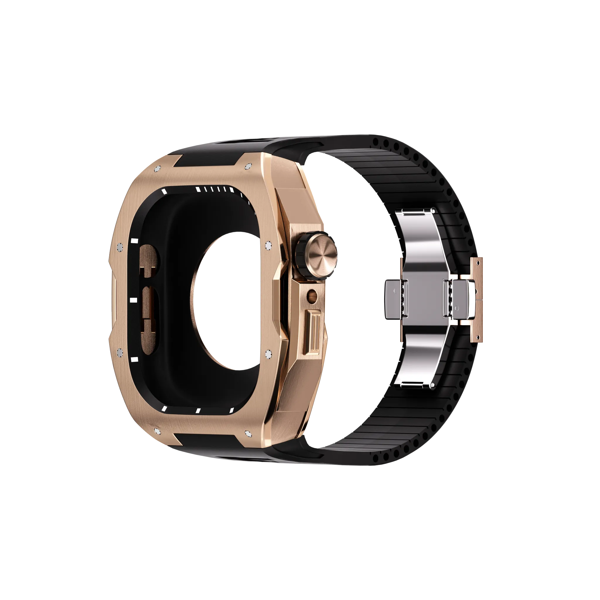 Reqior Boîtier avec bracelet en caoutchouc Apple Watch 45mm (rose or)