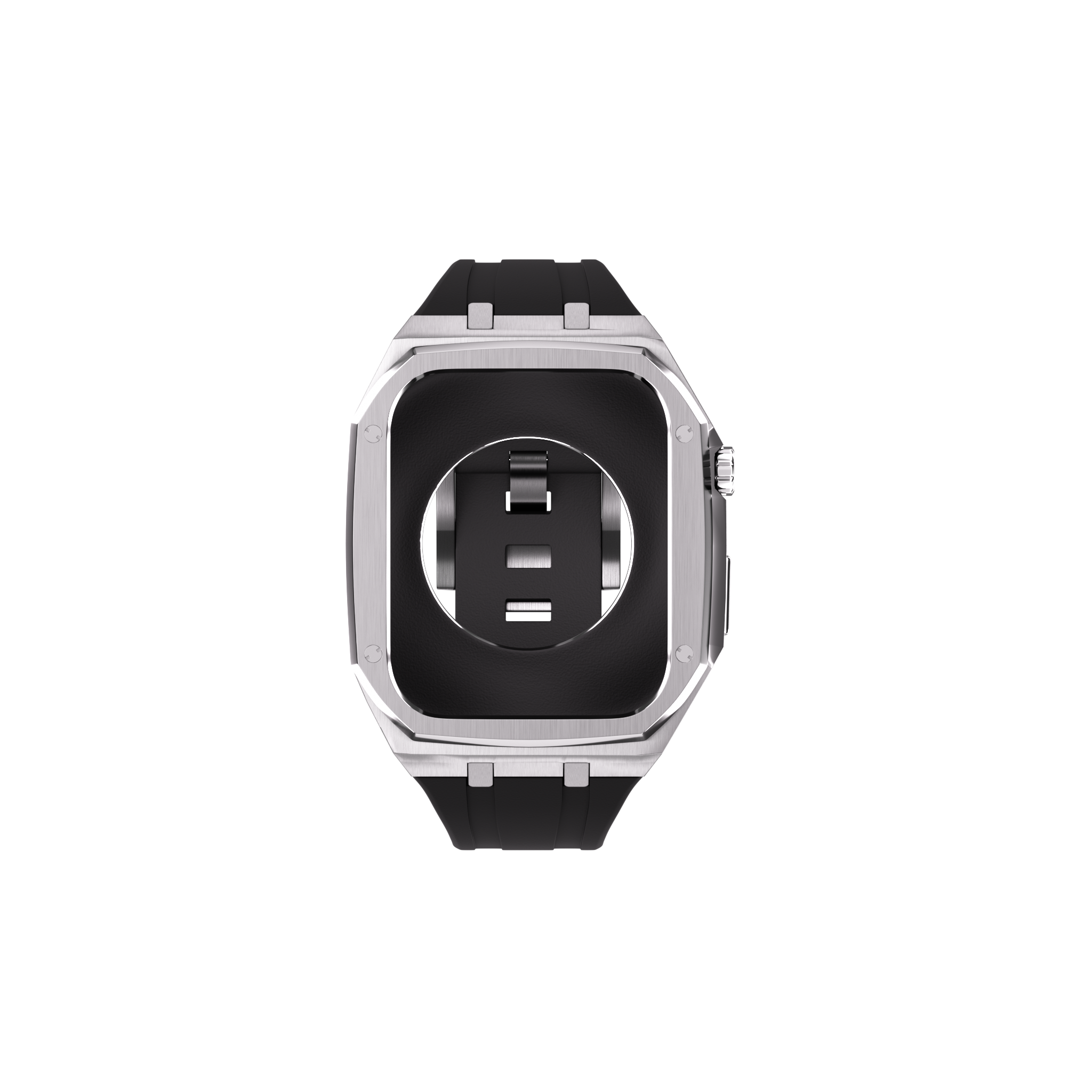 Reqior Apple Watch 45mm Metal Case with Rubber Strap (Silver)