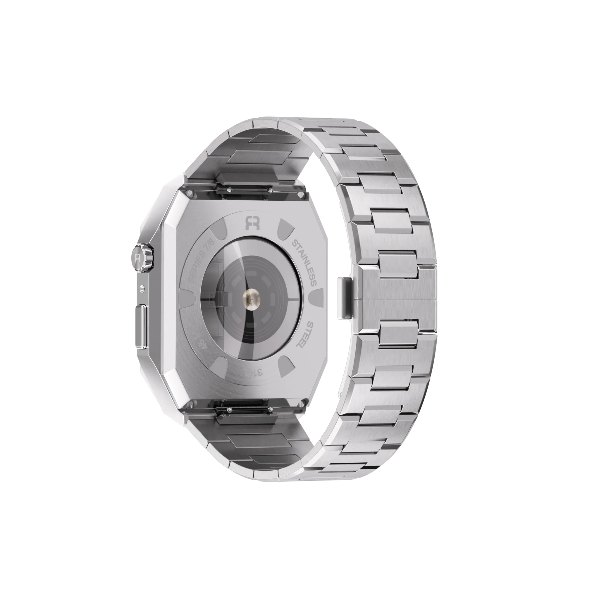 Reqior Apple Watch 45mm Case with Steel Strap 'Nautilus' (Silver)