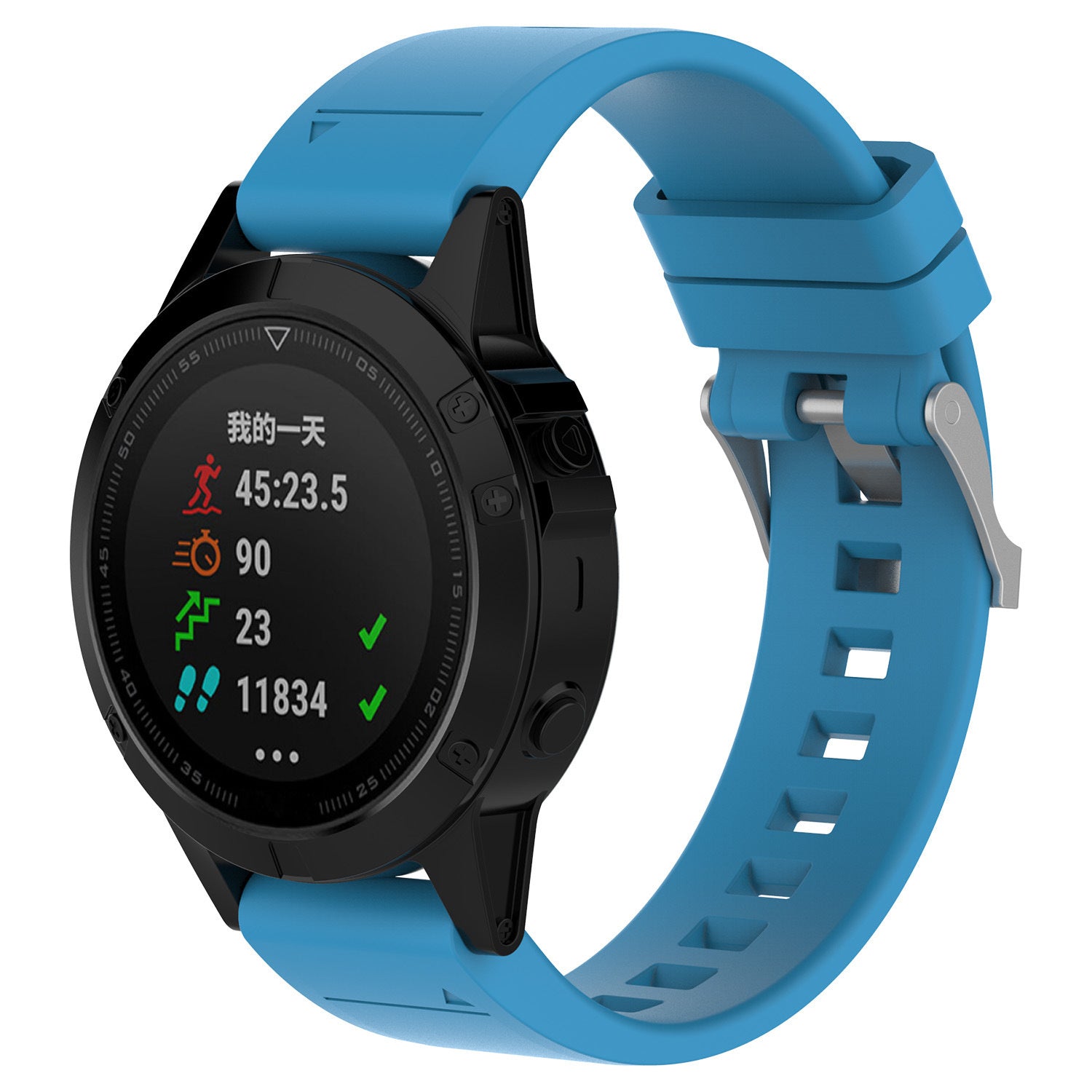 Bracelet silicone brillante Garmin Fenix 7s (bleu clair)
