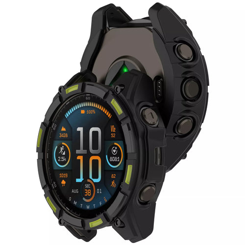 Coque TPU robuste Garmin Fenix 8 - 47mm AMOLED (noir/vert)