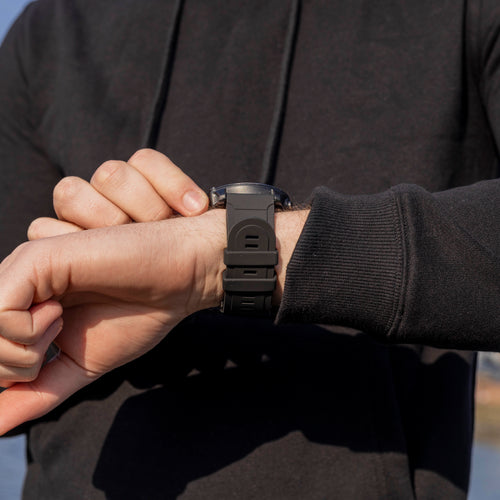 Bracelet silicone brillant Garmin Fenix 5x/6x (noir)