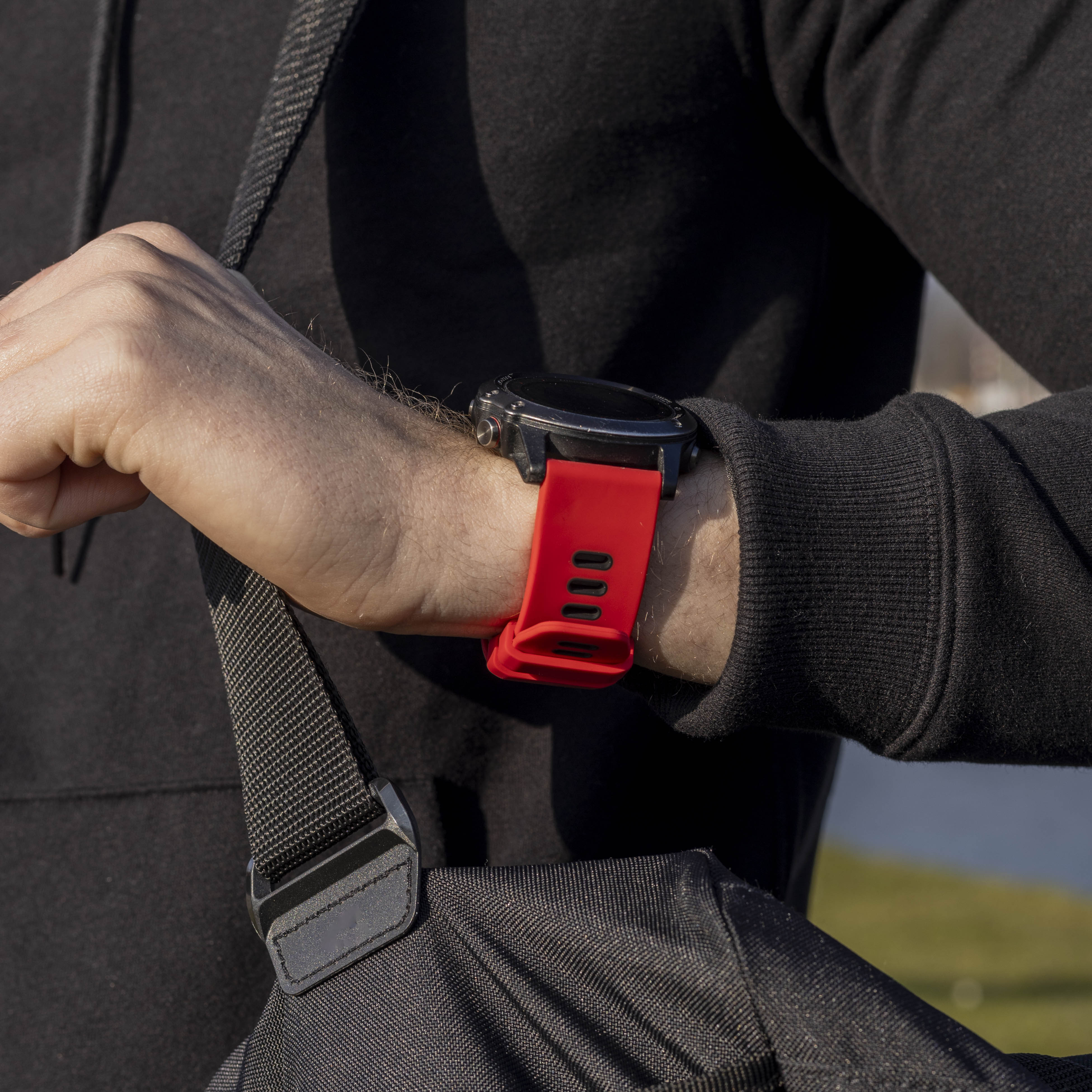 Bracelet sport á boucle Garmin Fenix 3 (rouge/noir)