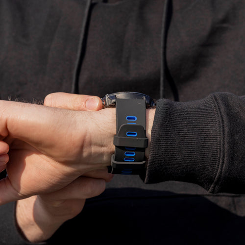 Bracelet à boucle sport Garmin Quatix 3 / 6x / 7x Solar (noir/bleu)