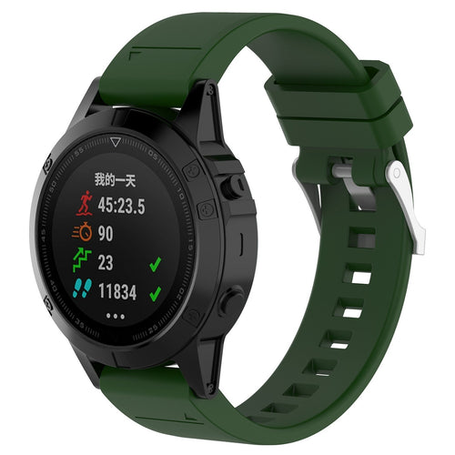 Garmin Forerunner 945 Glossy Silicone Strap (Army Green)
