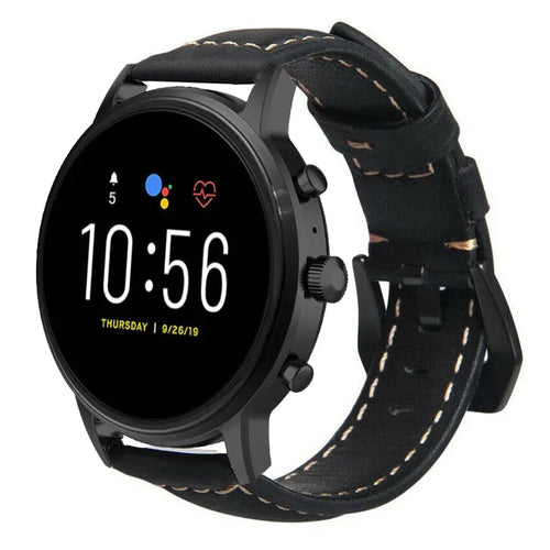 Bracelet cuir Fossil Gen 4 Explorist HR (noir)