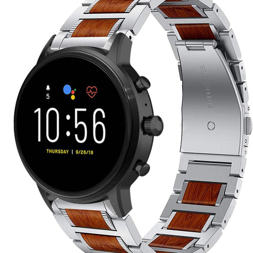 fossil-gen-5-stalen-houten-band-zilver