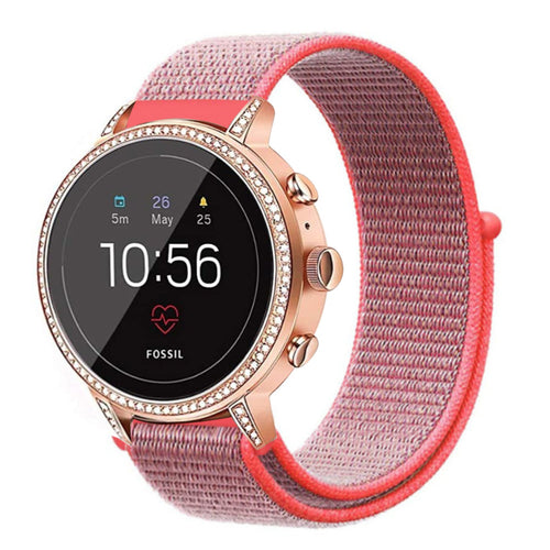 Bracelet nylon Fossil Gen 4 Venture HR (rose/rouge)