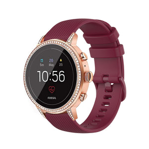 Fossil Gen 4 Venture (HR) Silicone Strap (Dark Red)