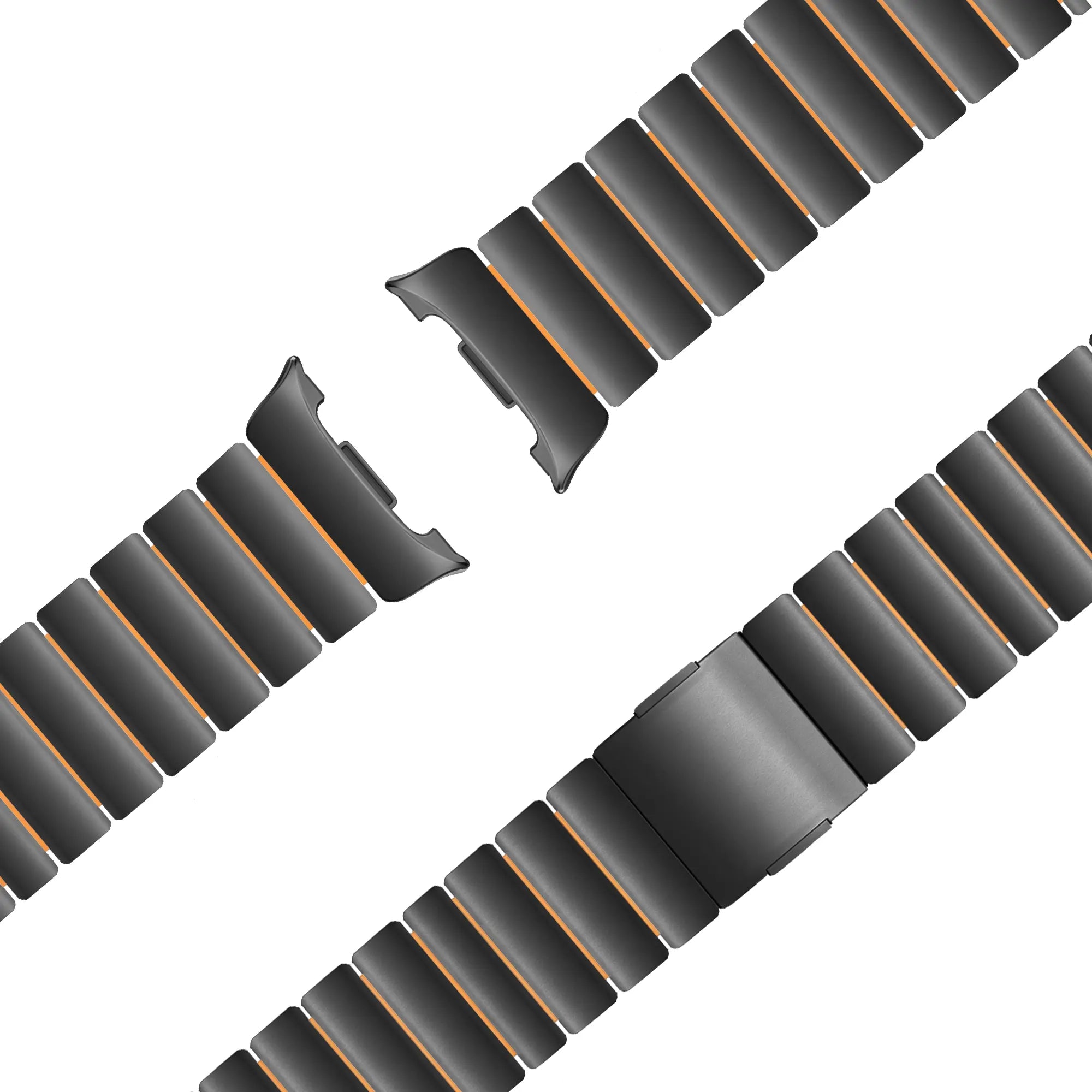 Bandz Samsung Galaxy Watch 8 Classic Titanium Strap 'Hybrid' (Black/Orange)