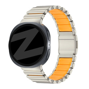 Bandz Samsung Galaxy Watch 8 Classic Titanium Strap 'Hybrid' (Titanium/Orange)