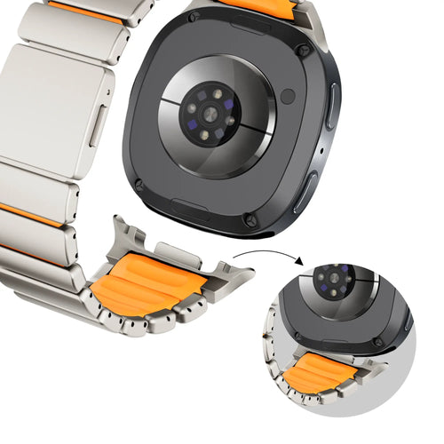 Bandz Samsung Galaxy Watch 8 - 40mm Titanium Strap 'Hybrid' (Titanium/Orange)
