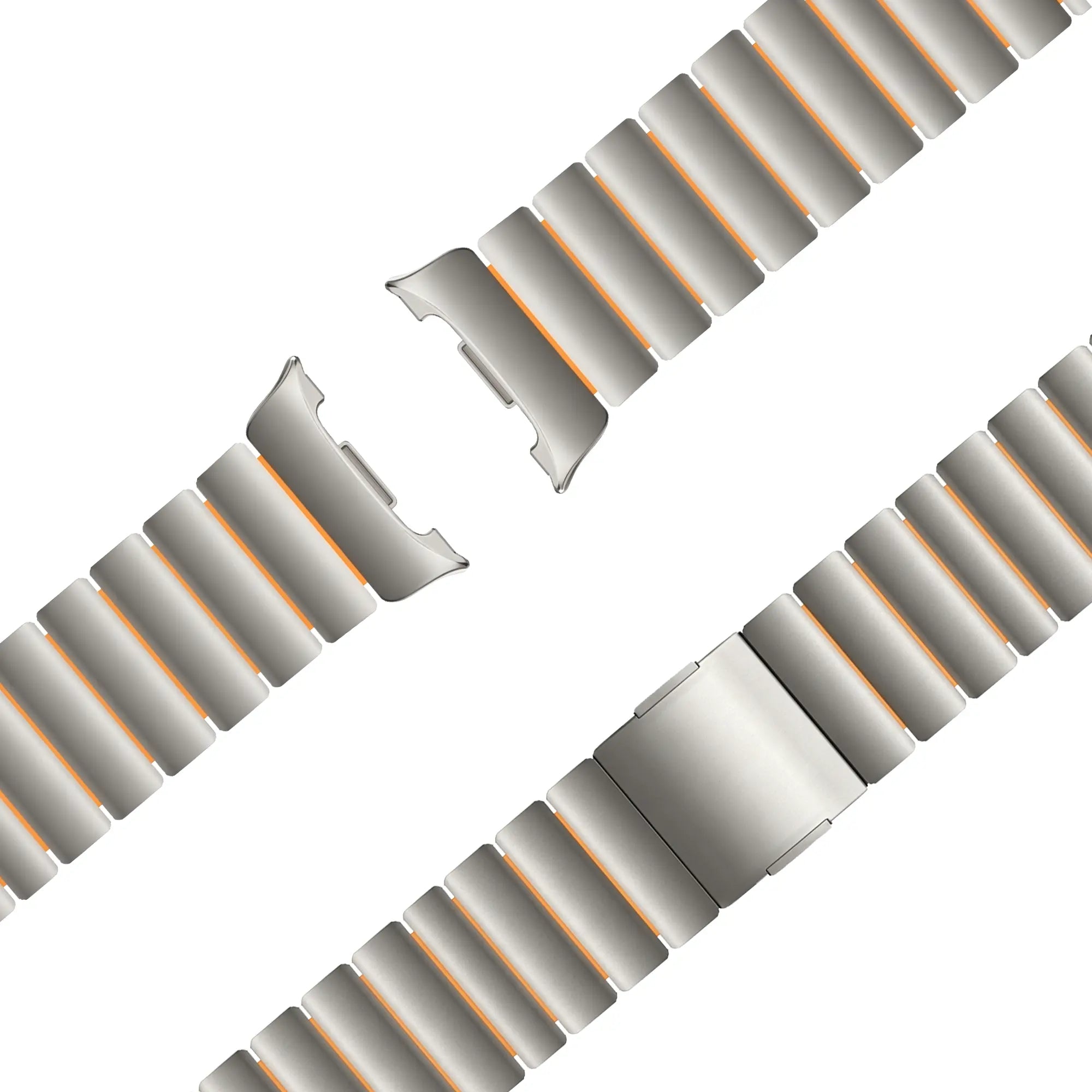 Bandz Samsung Galaxy Watch 8 Classic Titanium Strap 'Hybrid' (Titanium/Orange)