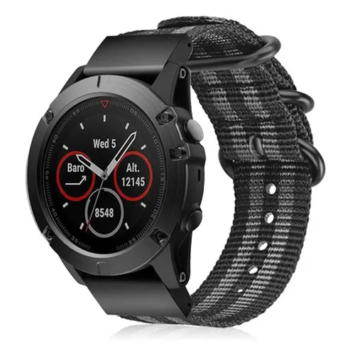 Garmin Quatix 8 Pro - 47mm Nylon Buckle Strap (Black/Grey)