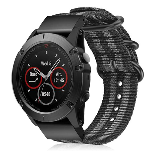 Bracelet nylon avec boucle Garmin Approach S70 - 47mm (noir/gris)