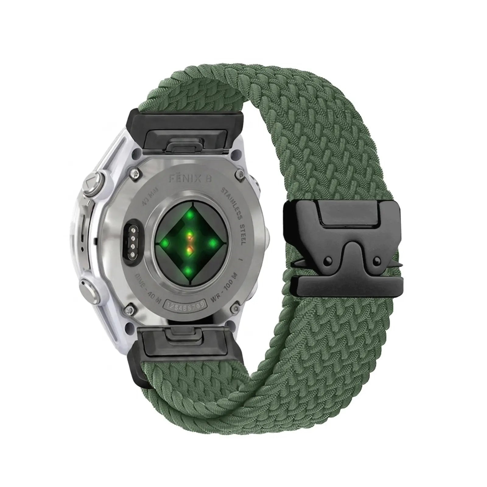 Bracelet tressé boucle en P Garmin Instinct (vert avec noir)