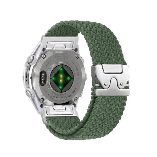 Bracelet tressé boucle en P Garmin Instinct (vert avec argent)