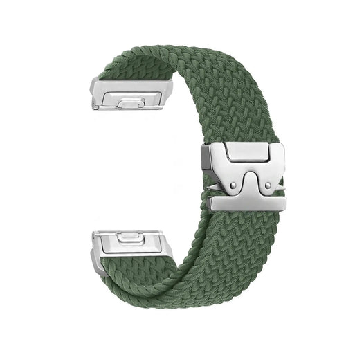 Bracelet tressé boucle en P Garmin Instinct (vert avec argent)