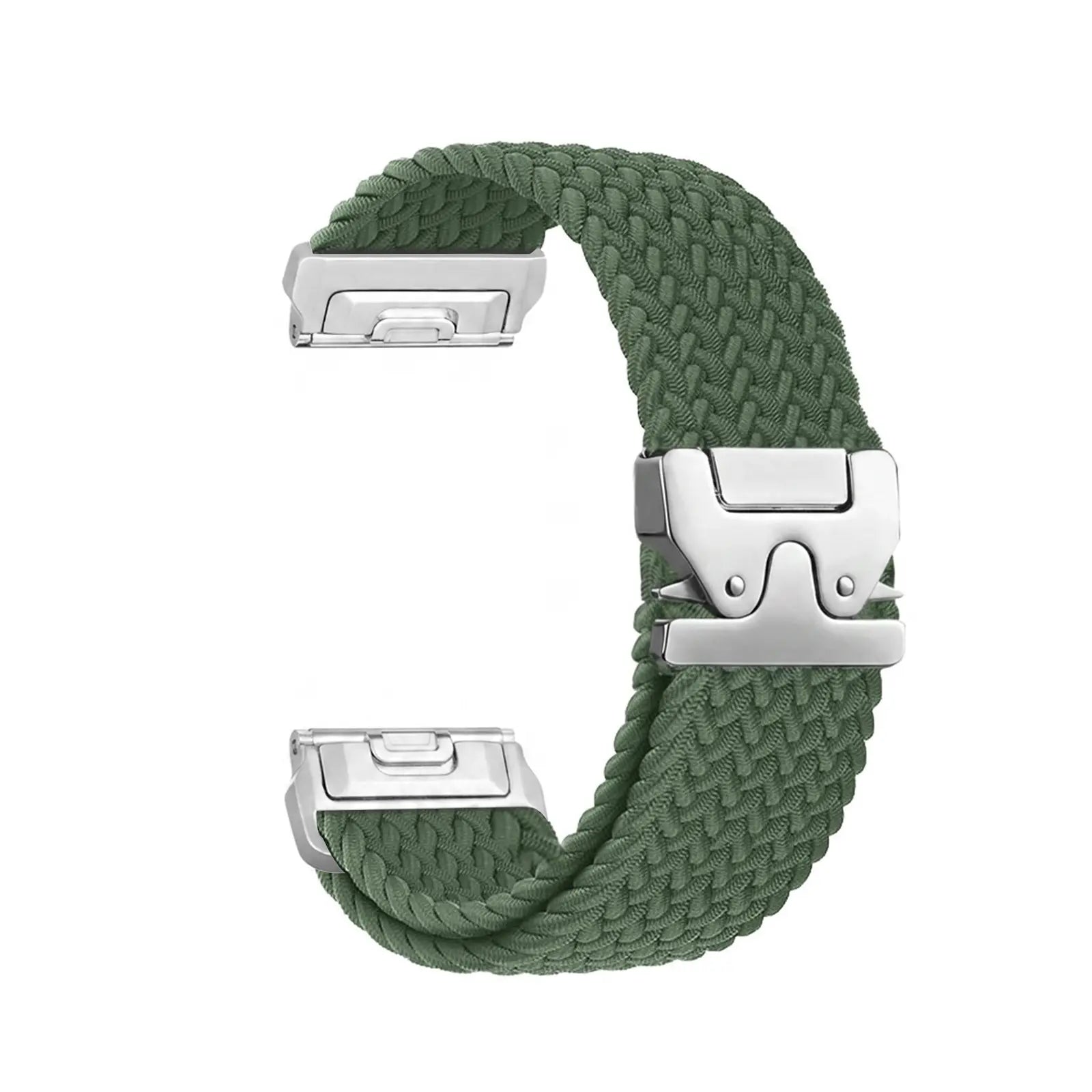 Bracelet tressé boucle en P Garmin Instinct (vert avec argent)