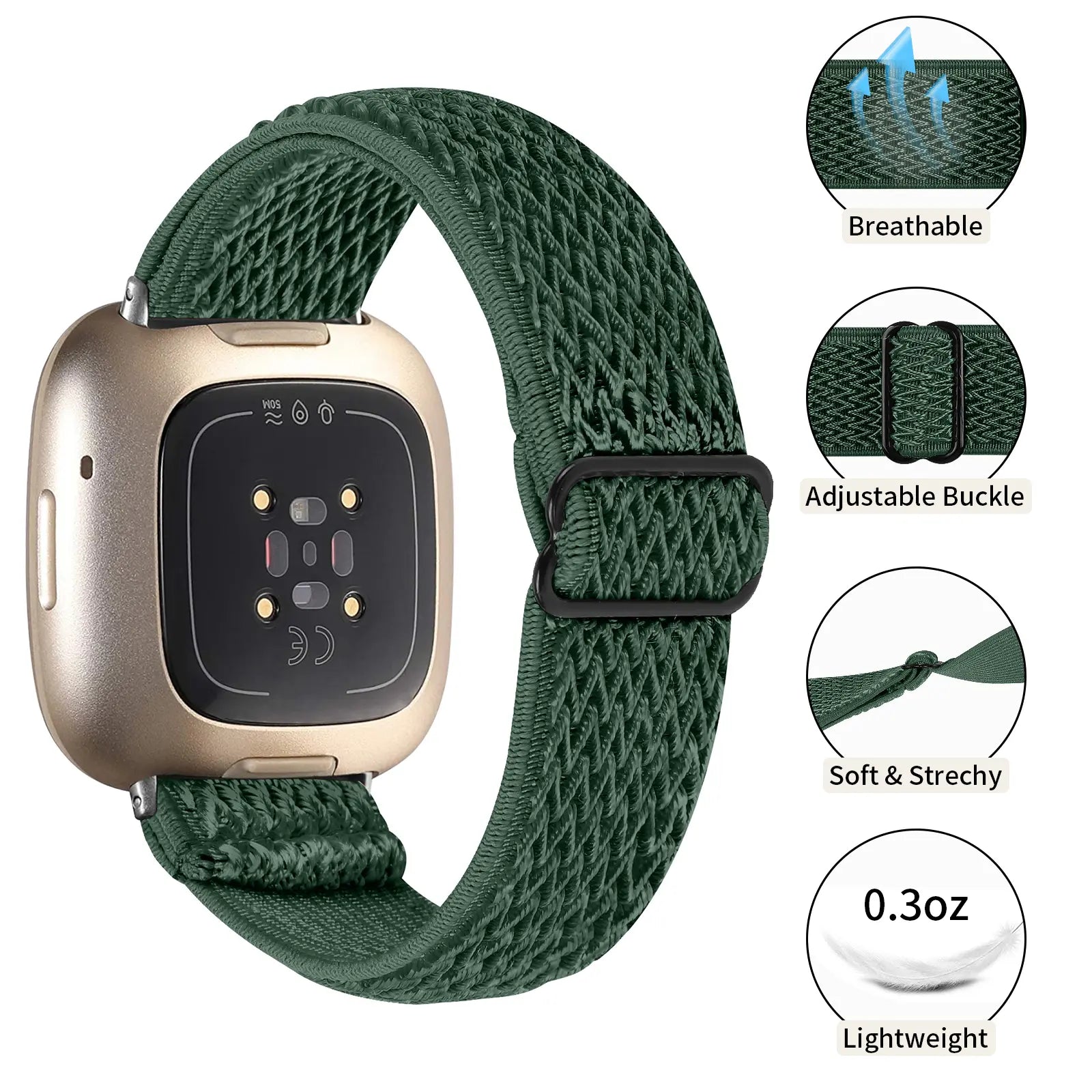 Fitbit Sense 2 Elastic Strap (Green)
