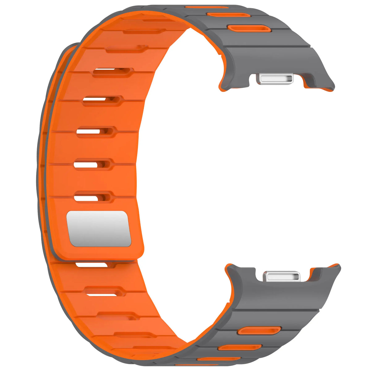 Bracelet silicone magnétique Samsung Galaxy Watch 8 Classic (gris foncé/orange)