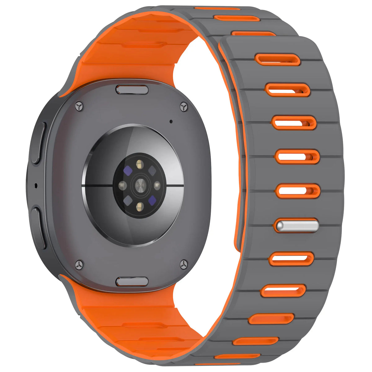 Bracelet silicone magnétique Samsung Galaxy Watch 8 Classic (gris foncé/orange)