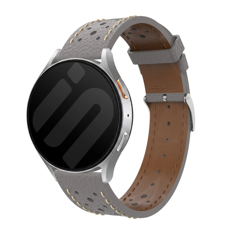 18mm breathable leather band grey