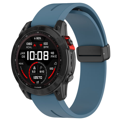 Garmin Quatix 8 Pro - 47mm D-Buckle Silicone Strap (Grey-Blue)