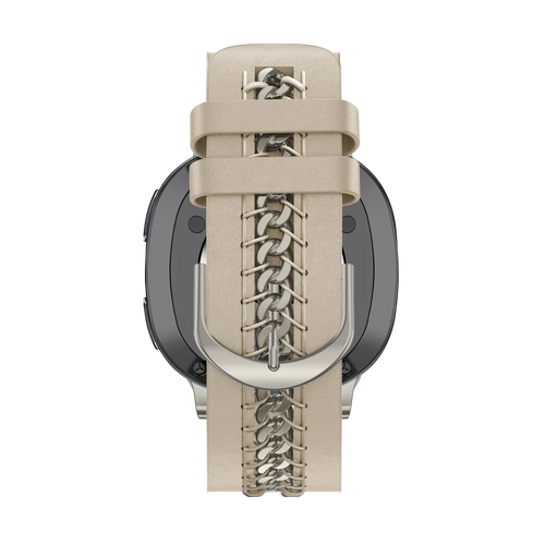 Bandz Samsung Galaxy Watch 8 - 44mm Leather Strap 'Chains' (Beige)