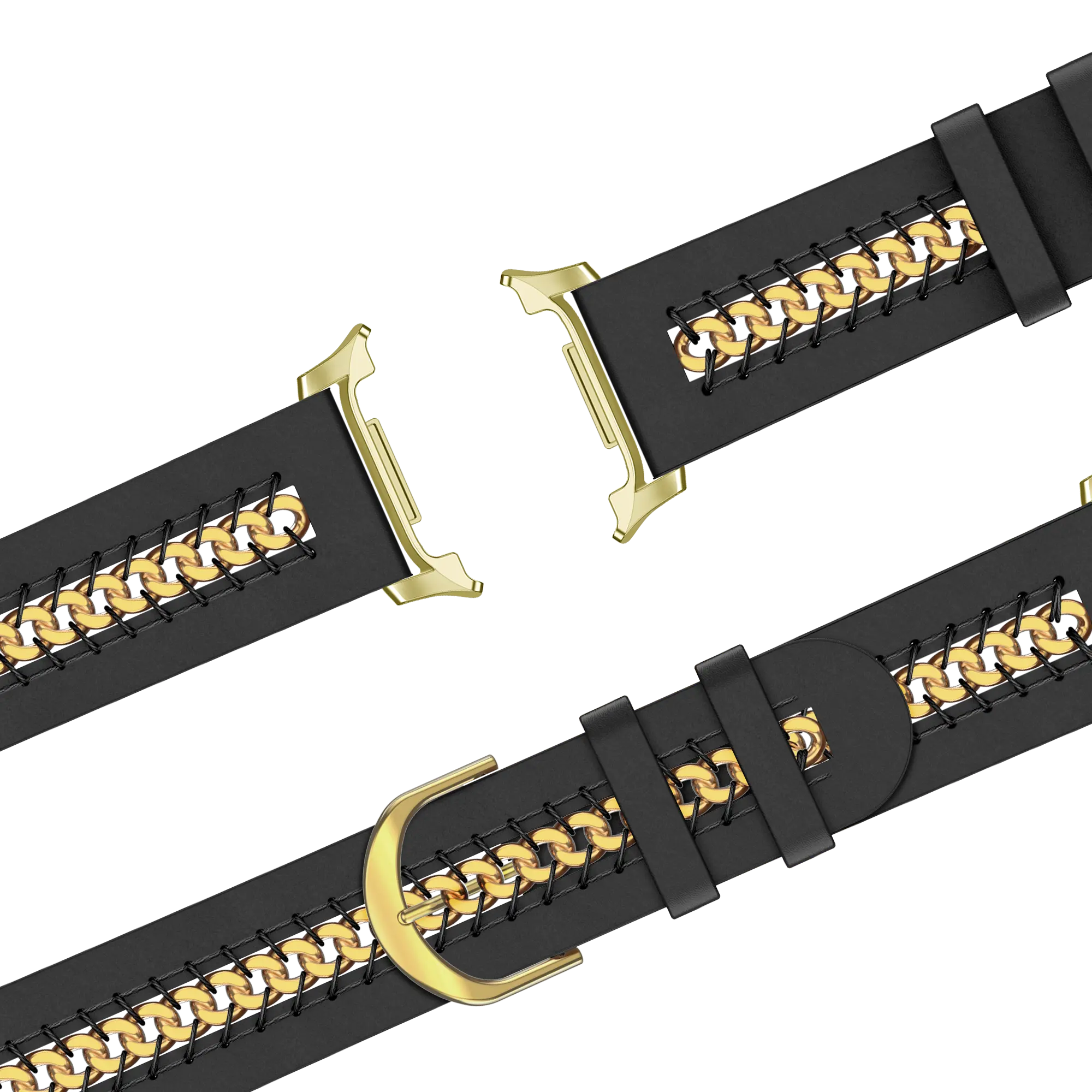 Bandz Samsung Galaxy Watch 8 - 44mm Leather Strap 'Chains' (Black)