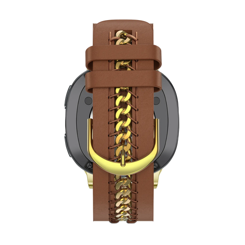 Bandz Samsung Galaxy Watch 8 - 44mm Leather Strap 'Chains' (Brown)