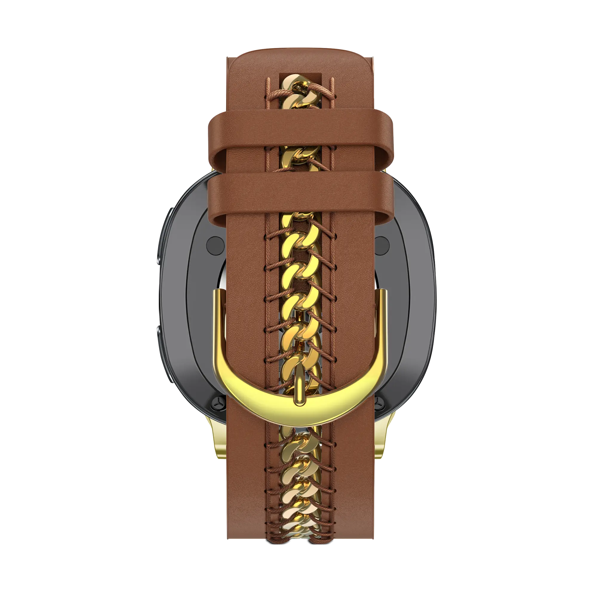 Bandz Samsung Galaxy Watch 8 Classic Leather Strap 'Chains' (Brown)