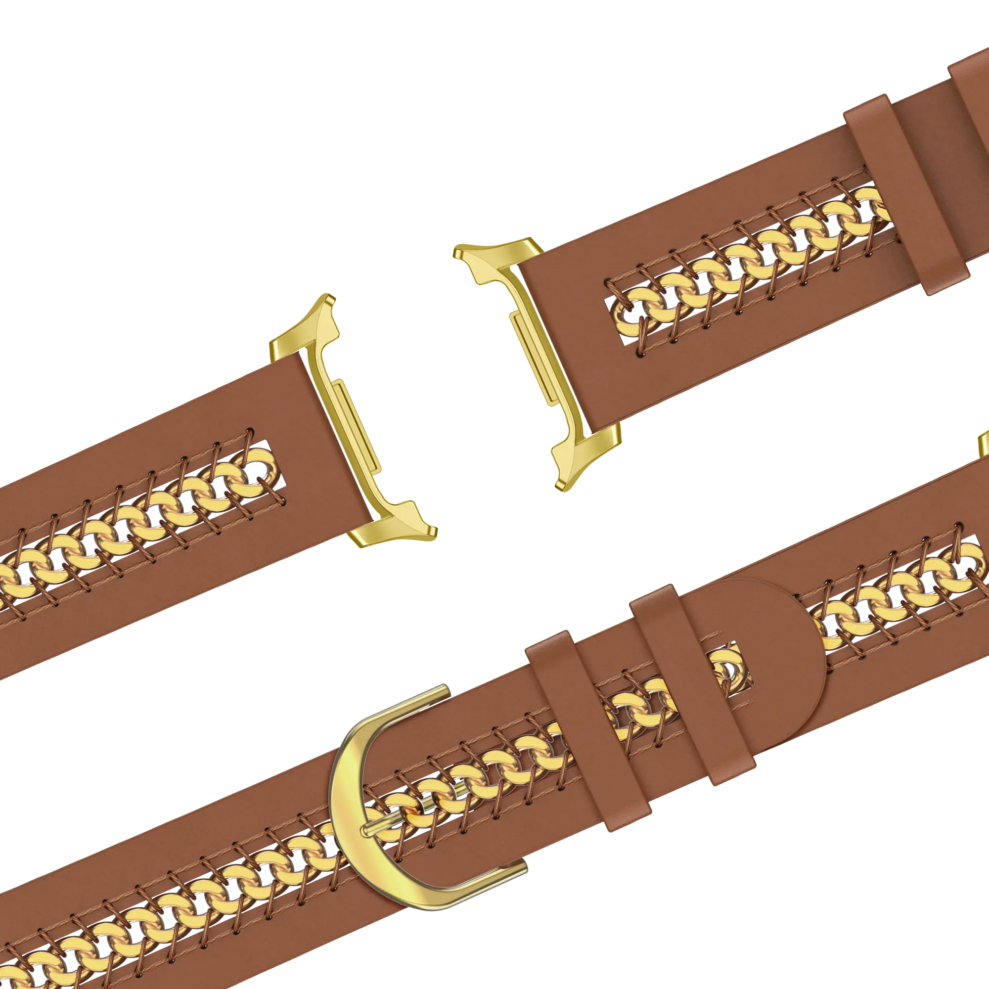 Bandz Samsung Galaxy Watch 8 Classic Leather Strap 'Chains' (Brown)