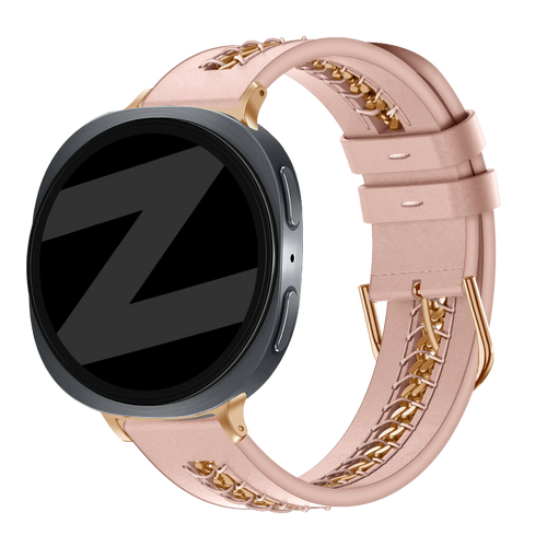 galaxy watch 8 leather band chains pink