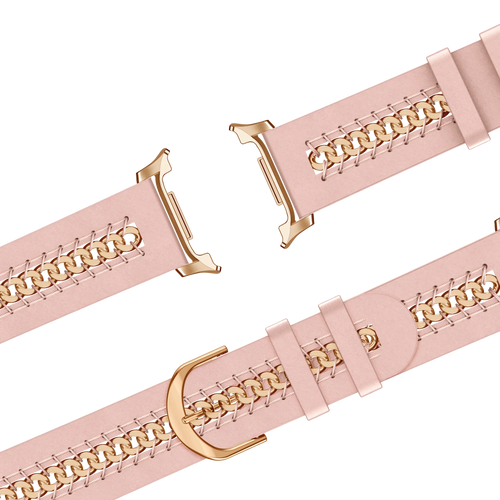 Bandz Samsung Galaxy Watch 8 - 44mm Leather Strap 'Chains' (Pink)