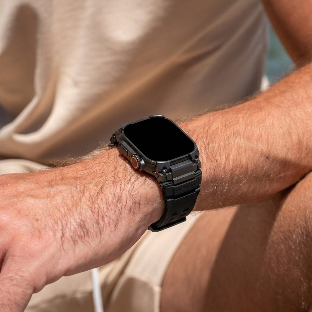 Bracelet silicone 'Quatre griffes' Apple Watch Ultra (noir avec noir)