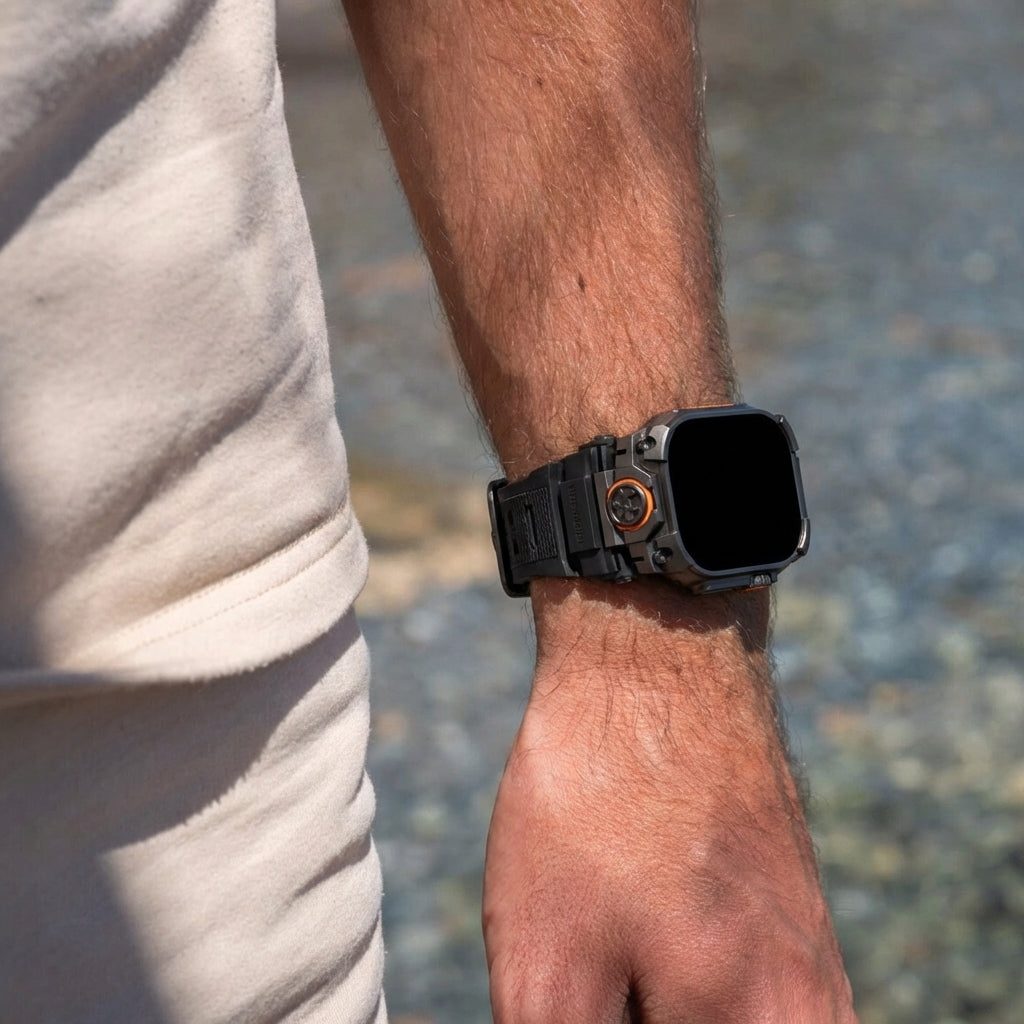 Bracelet silicone 'Quatre griffes' Apple Watch Ultra (noir avec noir)