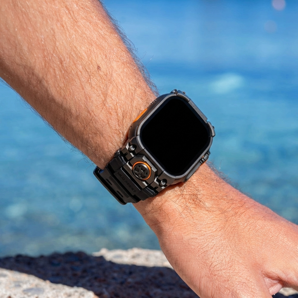 Bracelet silicone 'Quatre griffes' Apple Watch Ultra (noir avec noir)