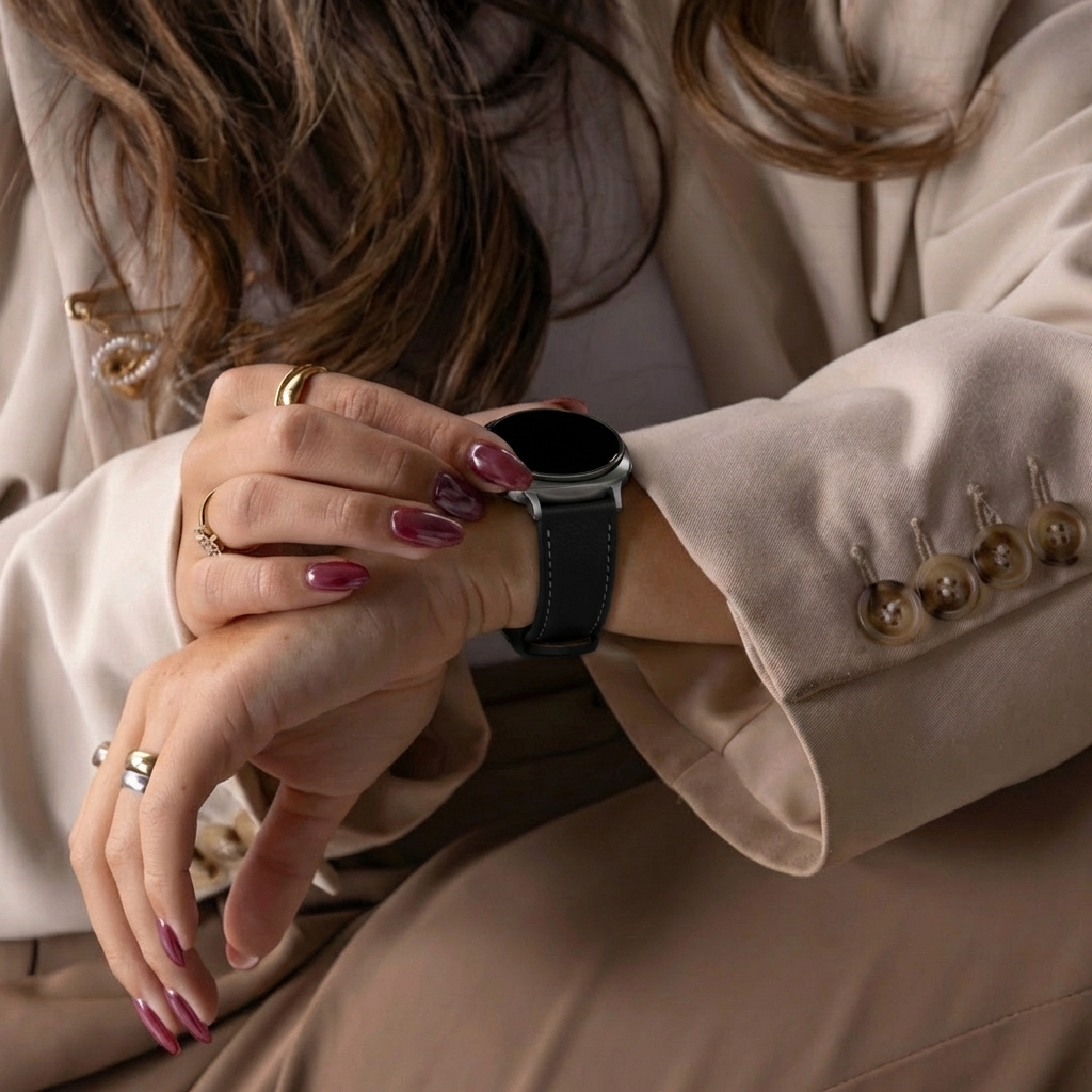 Samsung Galaxy Watch 8 Classic Leather Grain Strap (Black)