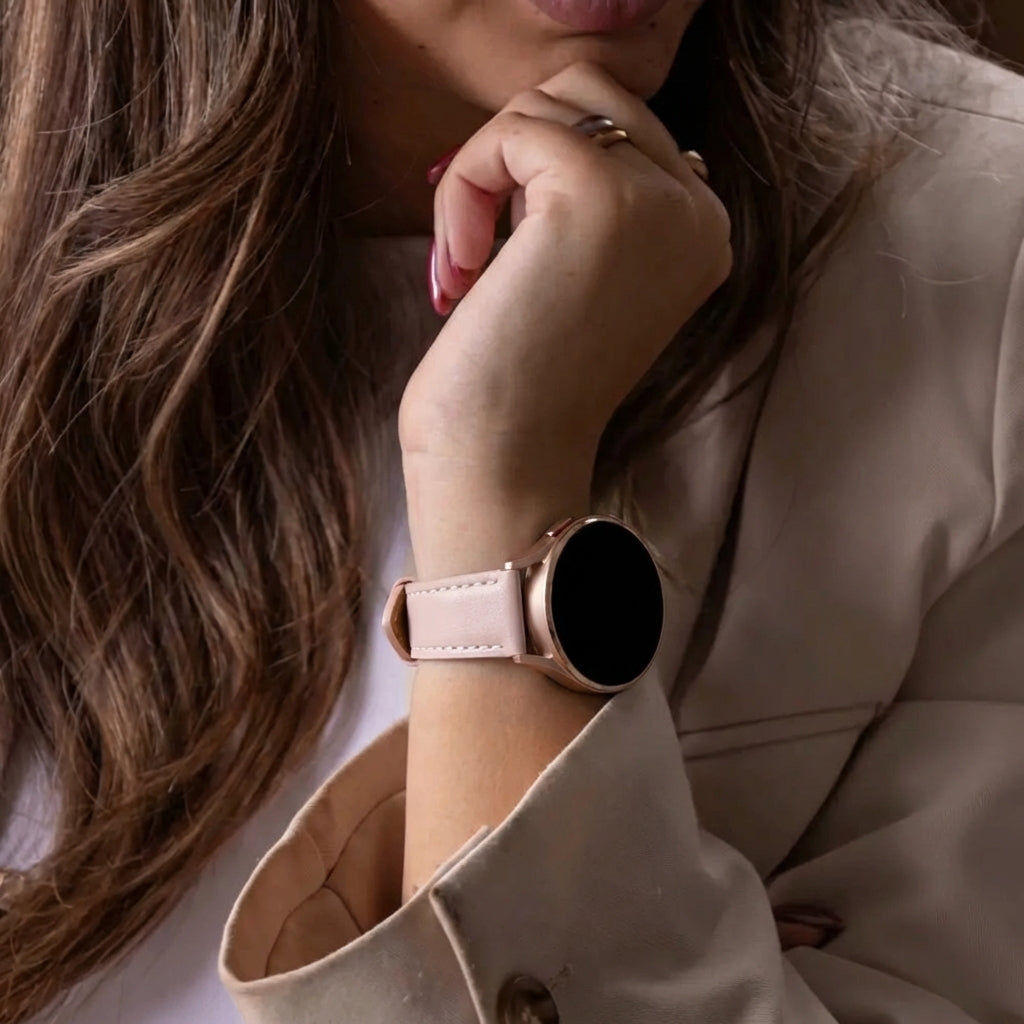 Samsung Galaxy Watch 7 - 40mm 'One Push' Leather Strap (Light Pink)