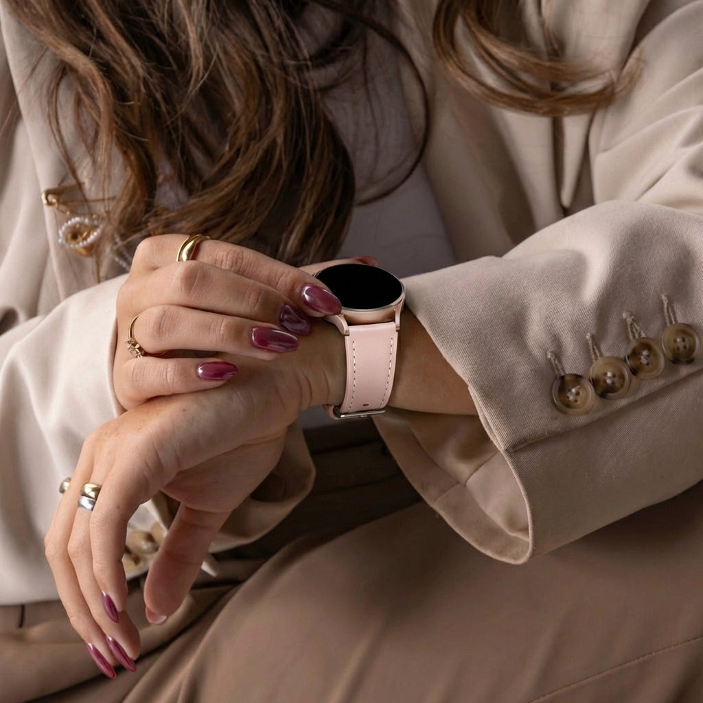 Samsung Galaxy Watch 7 - 40mm 'One Push' Leather Strap (Light Pink)