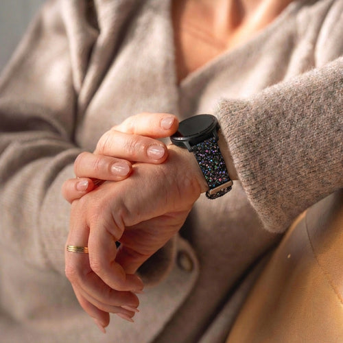 Bracelet cuir á paillettes Samsung Galaxy Watch 7 - 40mm (noir)