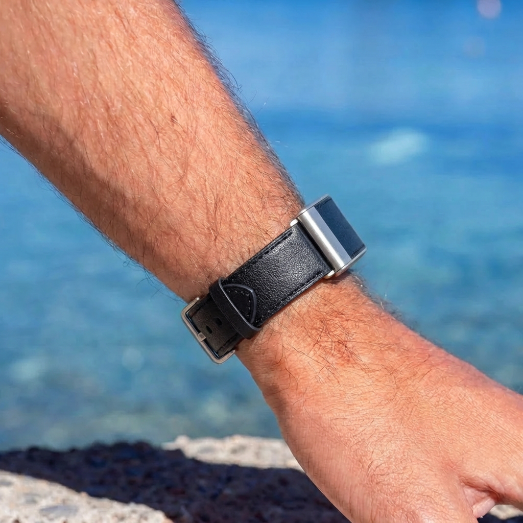 Bracelet cuir compatible avec Whoop 5.0 (noir)